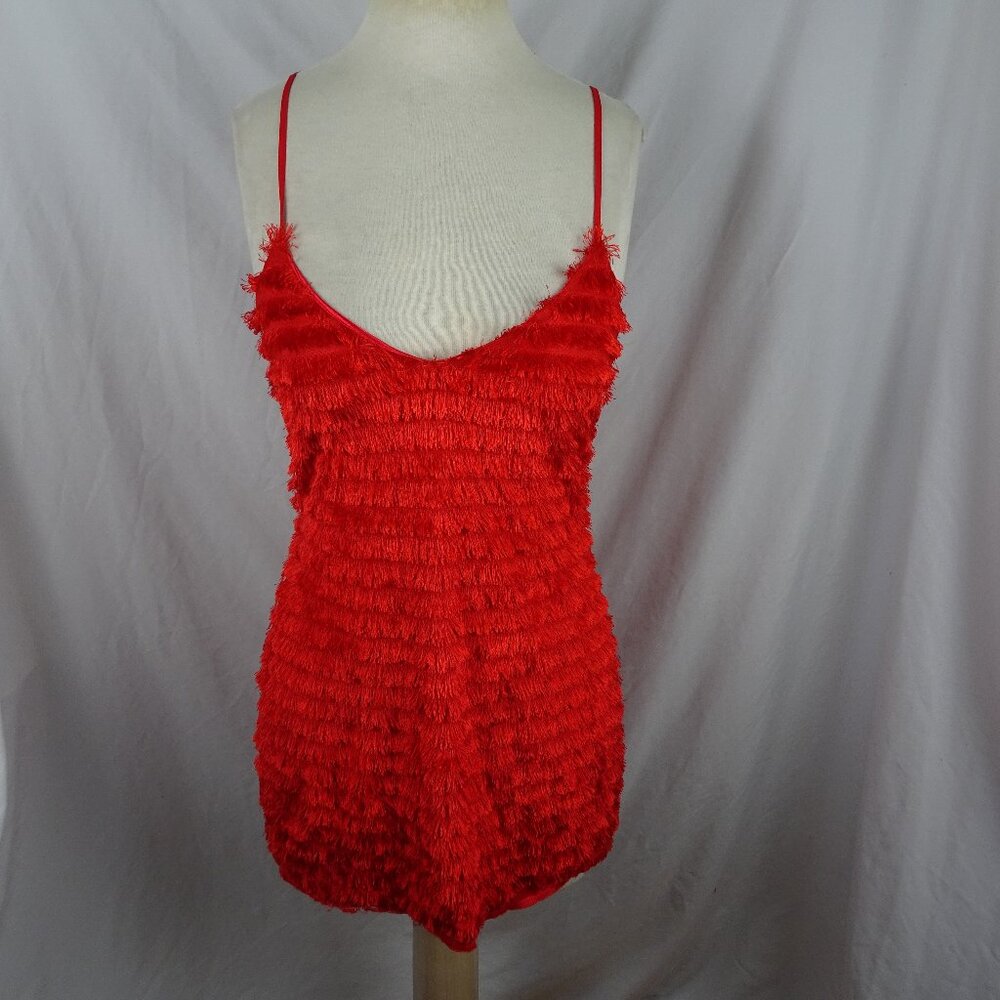 Nasty Gal Red Mini Dress with Textured Fringe